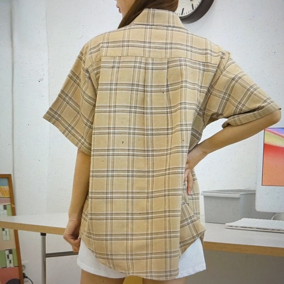 Shein DAZY Tartan print letter patched blouse - Picture 2 of 2